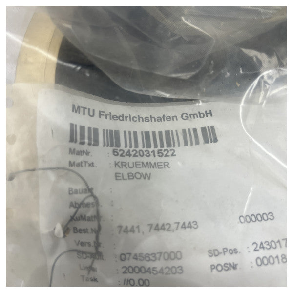 MTU 5242031522 Kruemmer Cooling Pump Elbow