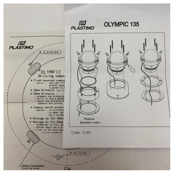 Πλαστίμο Ολυμπιακός 135 Υγρός Πυξίδας με Μαύρο Καντράν 12/24V - 19346