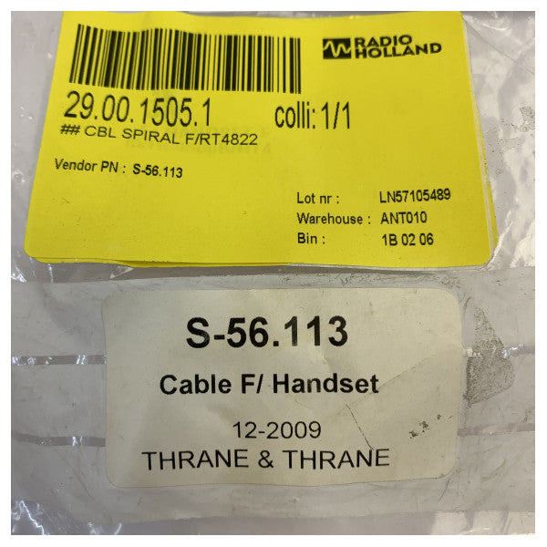 Sailor Thrane u Thrane S-56.113 Kabel għall-Handset RT4822