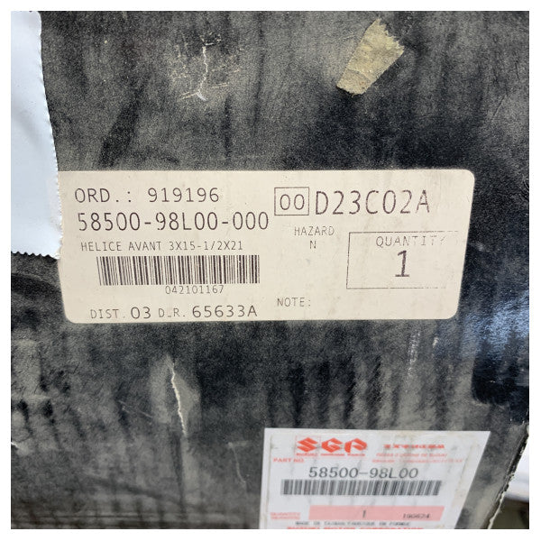 スズキ 3ブレード 15.5 x 19.5 フロントデュオプロペラ ステンレススチール - 58500-98L00