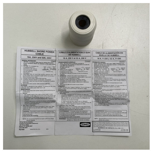 Hubbell 15 m cavo di alimentazione da terra giallo 32 ampere - 230V - HBL332CS