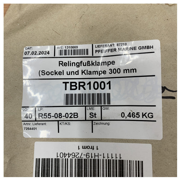 Pfeiffer Marine Aluminium Klampe for Skinnemontering 300mm - 7264401