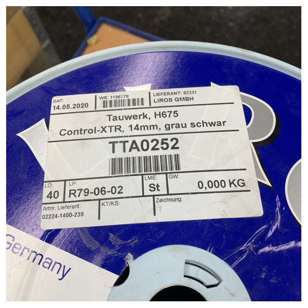 Liros Hanse 675 Control-XTR Dyneema Rep 14mm Grå 75M - 02224-1400