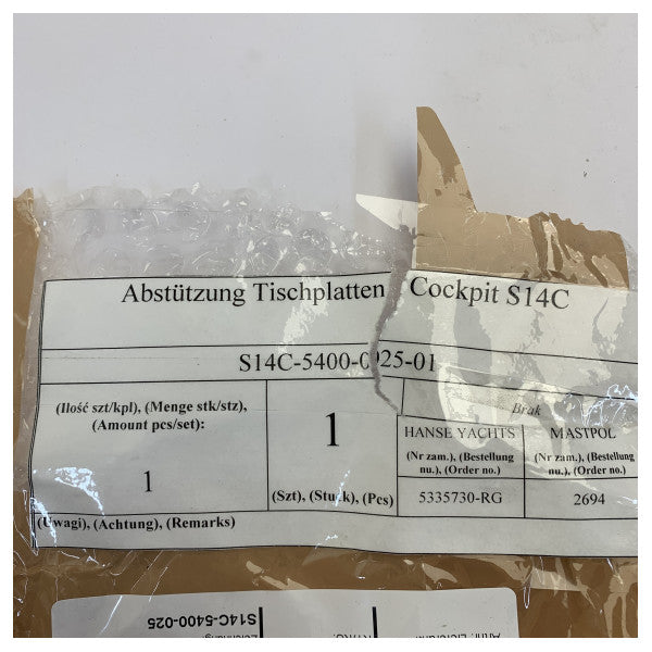 Підтримуюча рама для столу в кокпіті з нержавіючої сталі Hanse Yachts - S14C-5400-025-0