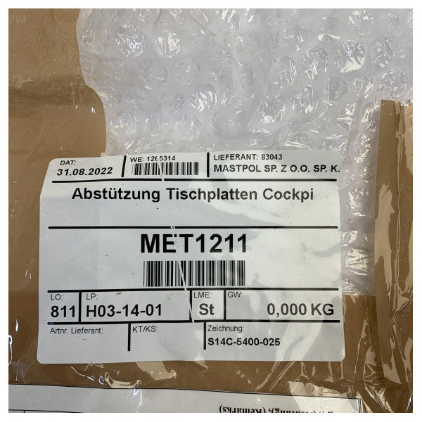 Підтримуюча рама для столу в кокпіті з нержавіючої сталі Hanse Yachts - S14C-5400-025-0