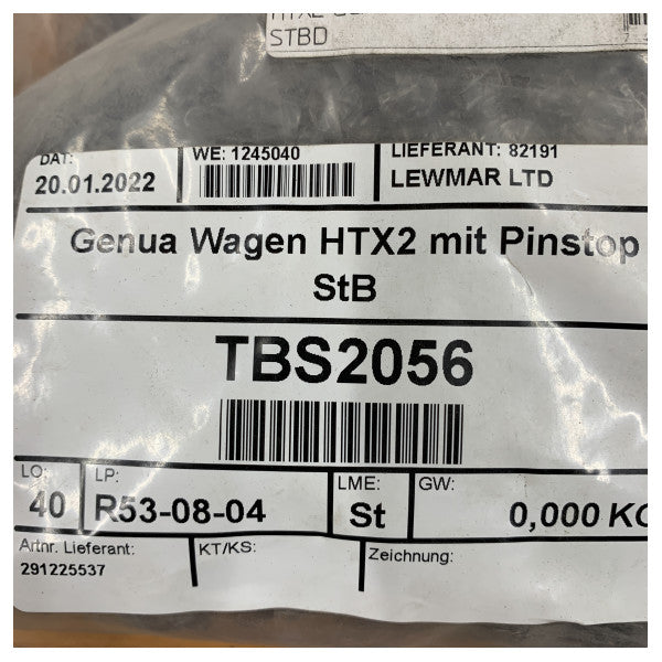 Lewmar HTX2 Genua-Wagen mit Pin-Stopp Schwarz - 291225537