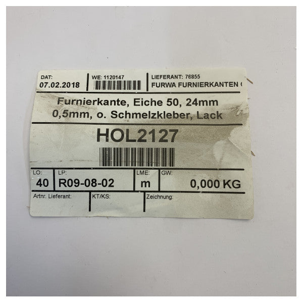 Kordun tal-Ispina tal-Oak 24mm x 0.5mm - Mingħajr Adesiv Hot Melt