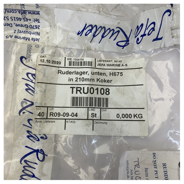 Jefa 210 mm łożysko steru z rolkami GRP dla Hanse 675