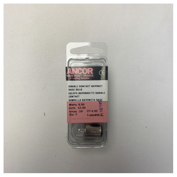 12V 8W Marine Bayonet Base Light Bulb - издръжлива лампа за лодки и яхти Pack of 2