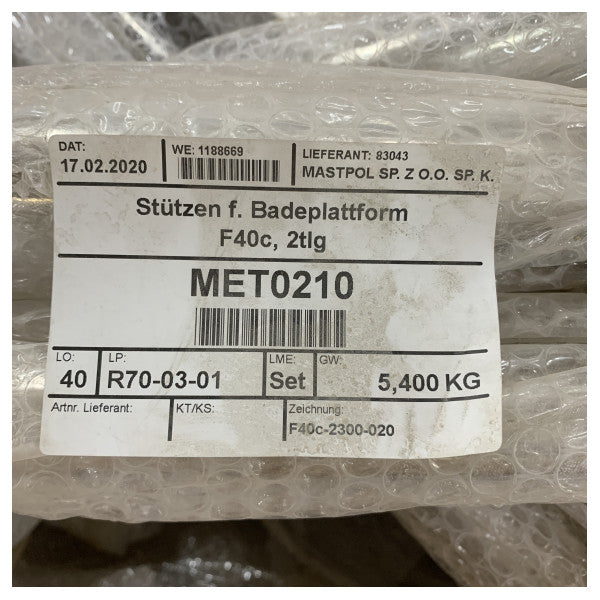 Fjord 40 Cruiser og Open Rustfrit Stål Støttebeslag til Badeplatform - MET0210