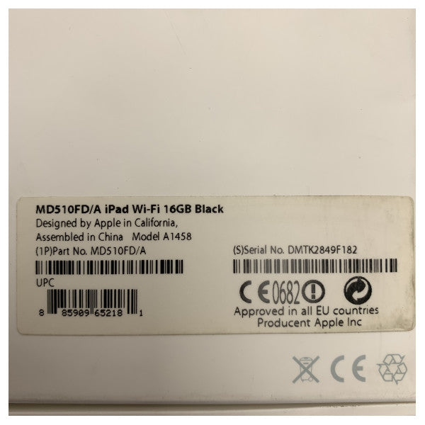 Apple iPad 4 16GB Чорний WiFi Retina Display Портативний Модель A1458