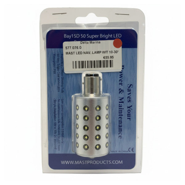 LED Navigationslampe 10-30V 3,5W BAY15D Hvid