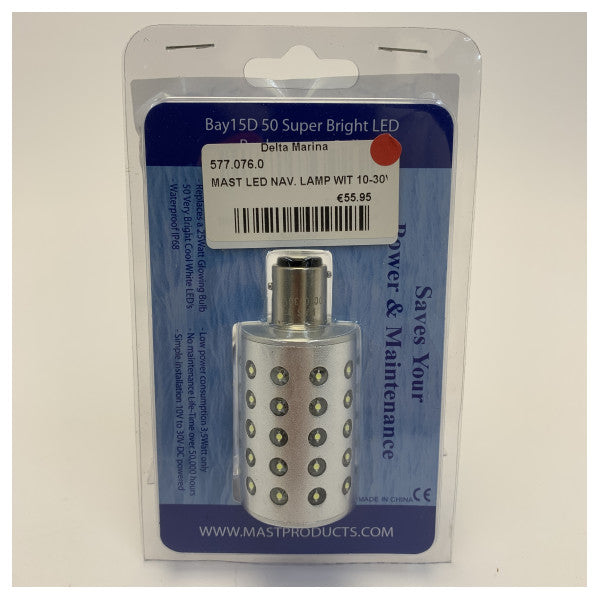 LED Navigationslampe 10-30V 3,5W BAY15D Hvid