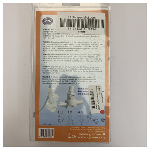 Supporto per antenna marittima Glomex RA134 regolabile