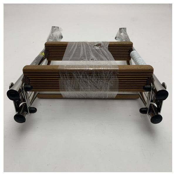 Nautinox 2048/1 3-ступенева складна купальна драбина з нержавіючої сталі з тиковими сходинками