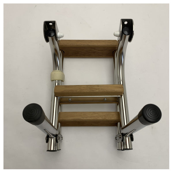 Сходи для підйому на борт Nautinox з нержавіючої сталі, 3 сходинки, складані, з тиковими сходинками - 2046