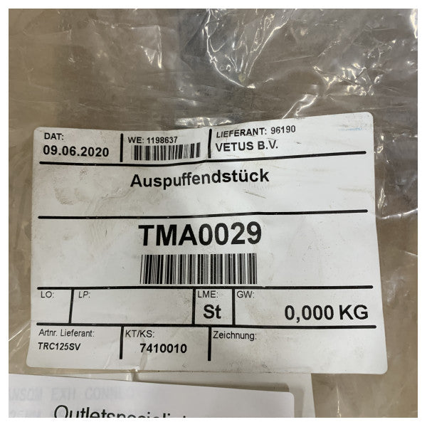 Vetus TRC125SV Stainless Steel Transom Exhaust Connection 125 mm