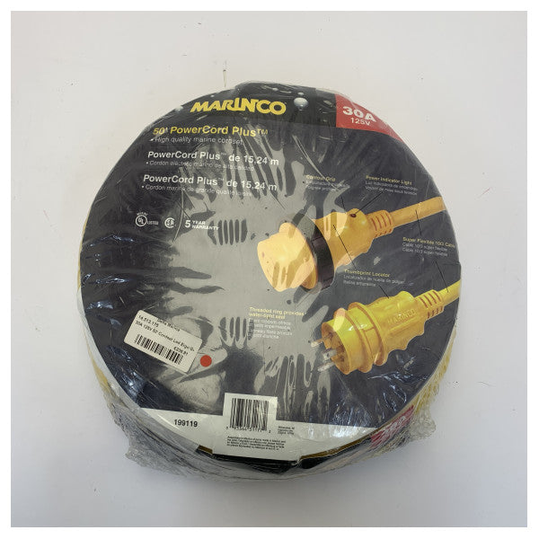 Marinco Shore Power Cable 30A 125V 50ft - 15M - 30A-125V-50