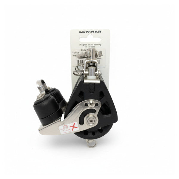 Lewmar 29926010BK 60 mm Synchro Tripple Ritchet Rigging Block with Cleat