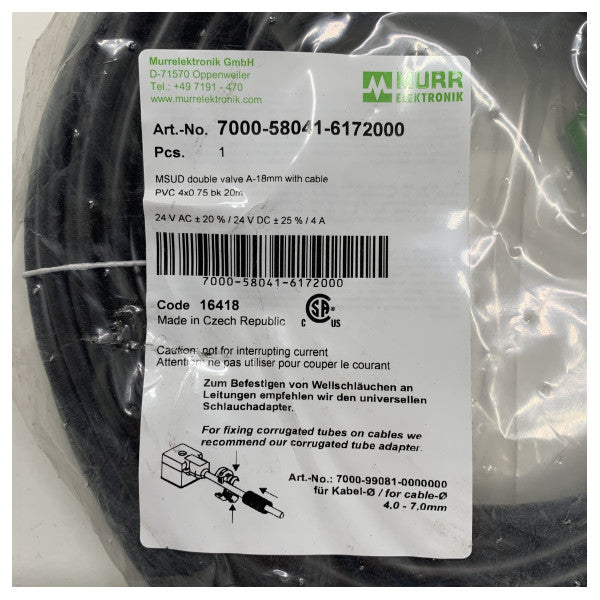Murr MSUD çift valf 18 mm kablo ile - 7000-58041-6172000