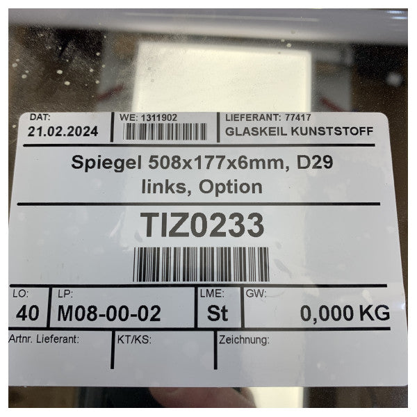 Hanse Yachts Огледало 508x177x6mm TIZ0233 D29 Ляво