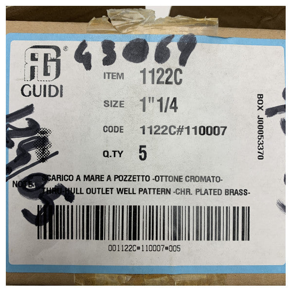 Guidi の海洋の等級 1 1/4 インチのクロムめっきされた黄銅のコックピットの海水の下水管のコネクター船そしてボートのため