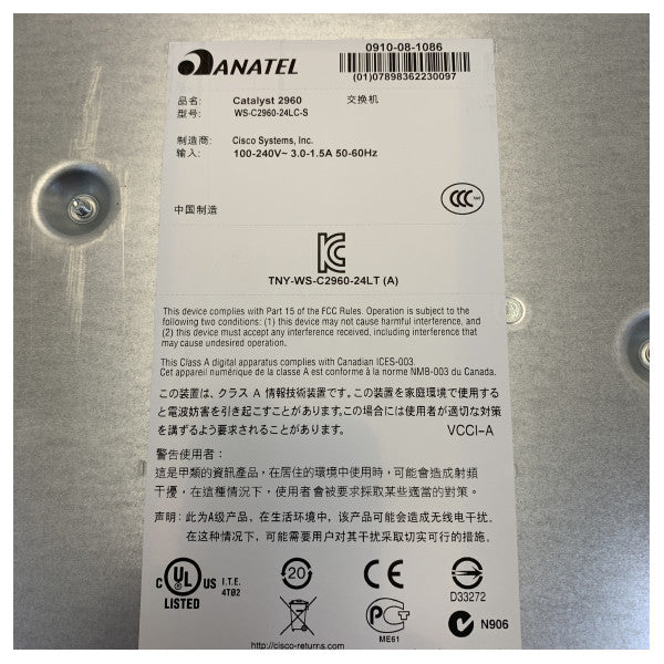 Cisco Catalyst WS-C2960-24LC-S Conmutador de red - 24 puertos 10/100 (8 PoE)