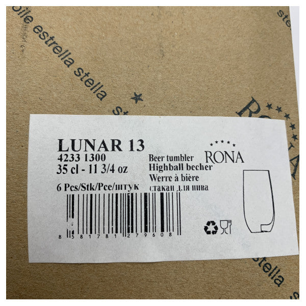 Rona Luna Hochwertiges Marine-Kristall-Trinkglas-Set 35cl - Langlebig, spülmaschinenfest, mit individuellem Logo