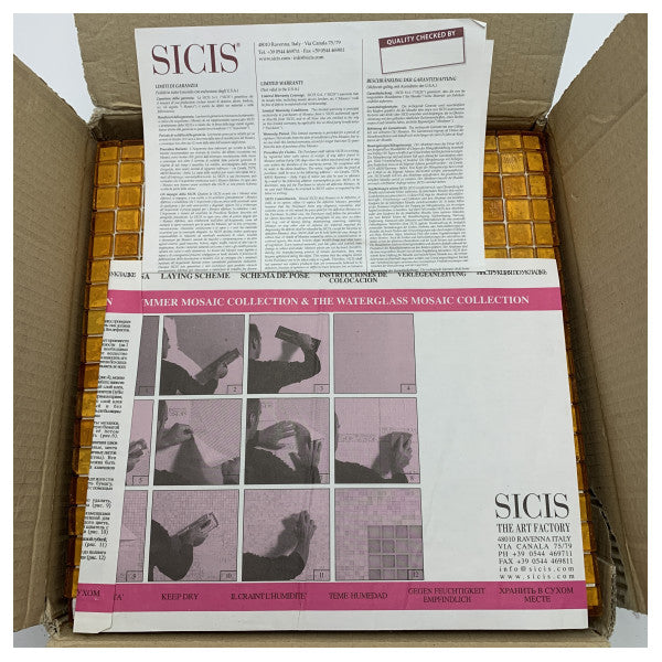 Sicis Amber Mosaic Tiles - High-Quality Water-Resistant Glass Mosaic for Marine and Interior Decoration