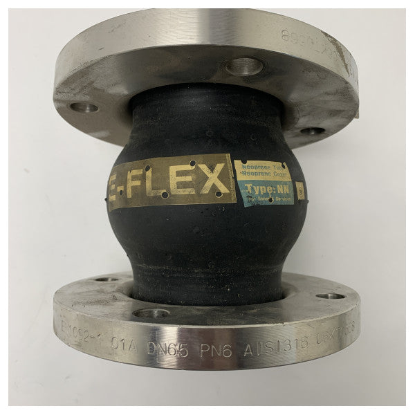 Flexible Rubber Compensator DN65 PN10/16 with Stainless Steel Flanges for Vibration Dampening and Thermal Expansion in Piping Systems
