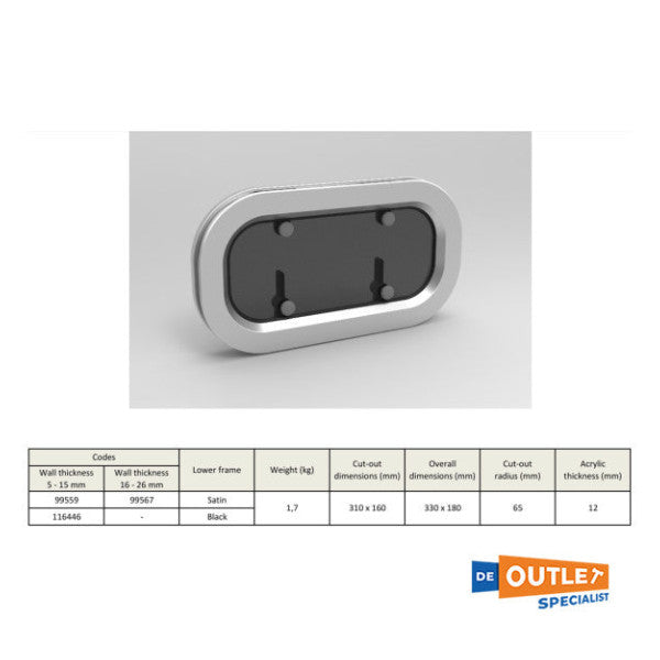 Goiot Evolution 26.11r Åpning Portole 330 x 180 mm - 105276