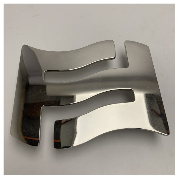 Emblema do logótipo FF da Ferretti em aço inoxidável para embarcações marítimas, durável e resistente à corrosão