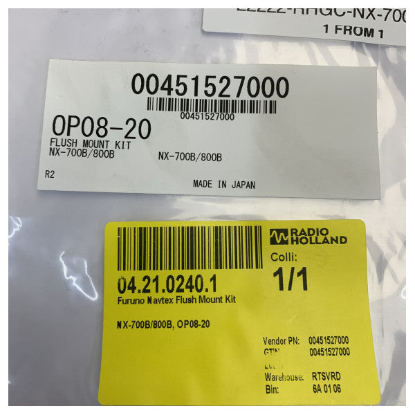 Kit de Montagem Embutido Furuno OP08-20 para Navtex NX-700B e NX-800B
