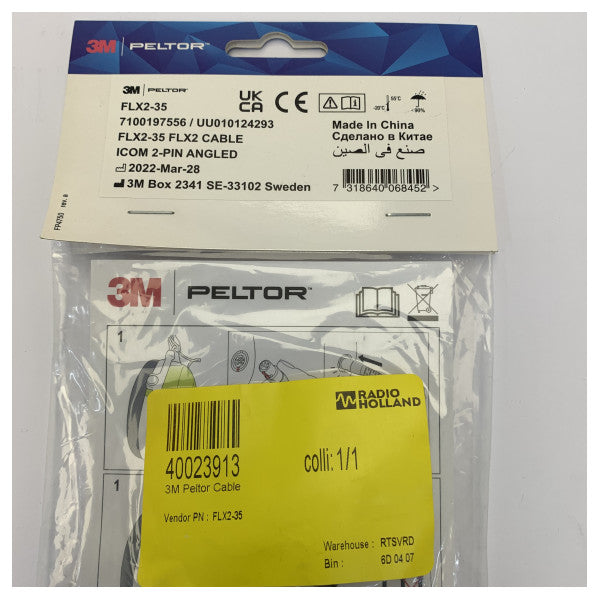 3M Peltor FLX2-35 Kabl għal Icom 2-Pin Angled