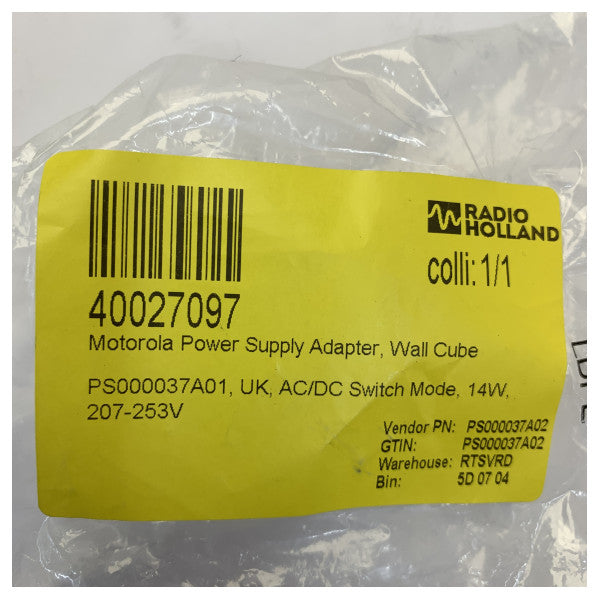 Motorola PS000037A01 Adapter tal-Forza - Cube tal-Wall 14W Plug tal-UK - Modalità ta' Switch