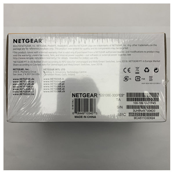 Netgear GS108E 300PES ethernet hub with 8 ports