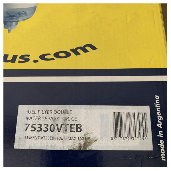 Vetus 75330VTEB двоен филтър за гориво, воден сепаратор 360L/h
