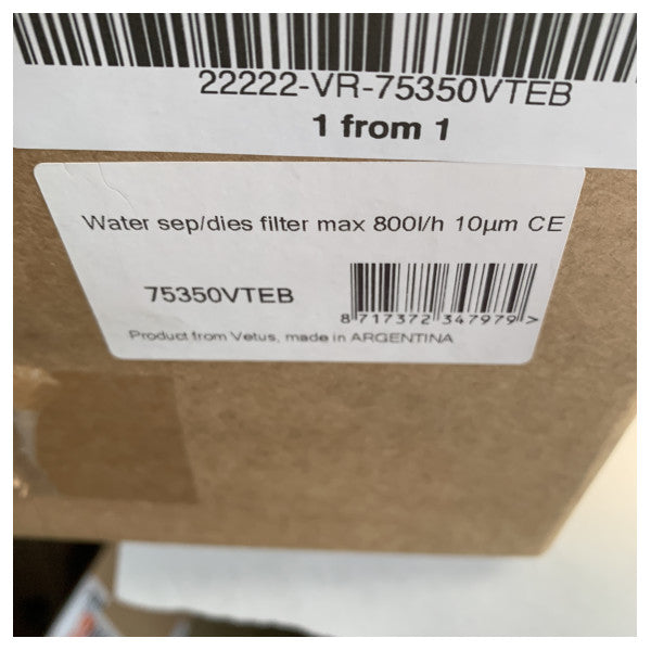 Vetus 75350VTEB двоен филтър за гориво, воден сепаратор 460 L/h