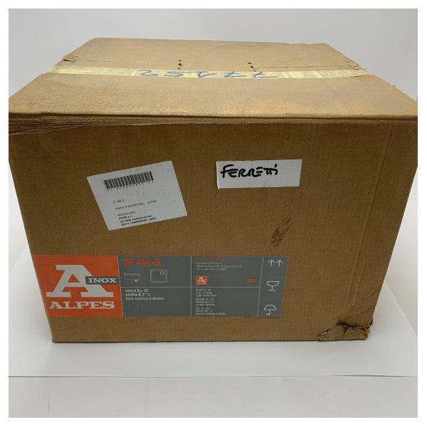 Alpes 446-D inox ankastre kare lavabo 45 x 45cm sağ gider