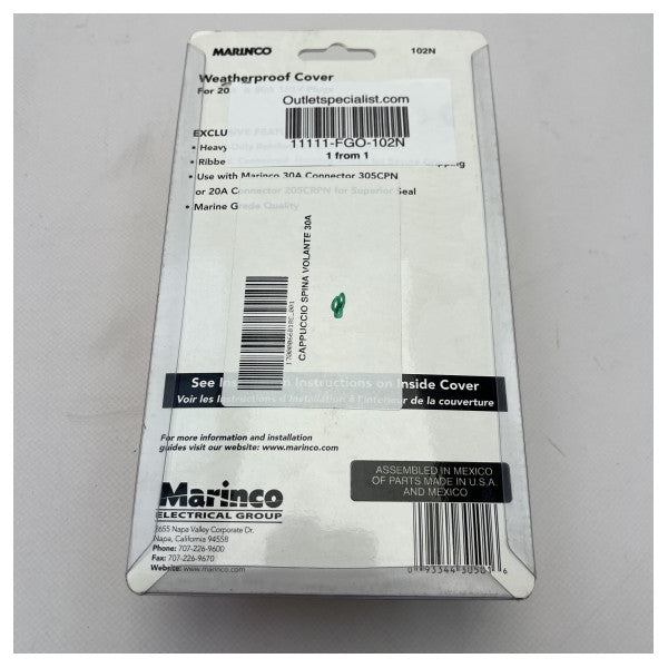 Marinco Wodoodporna 30A 3-biegunowa zaślepka złącza do morskiej ochrony elektrycznej - 102N