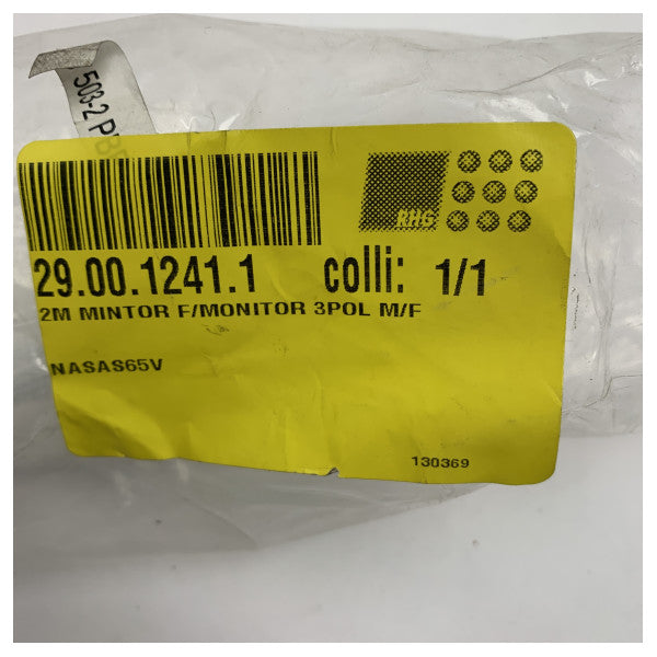 Câble de moniteur 3 broches de qualité marine 2m avec prise d'alimentation - NASAS65V