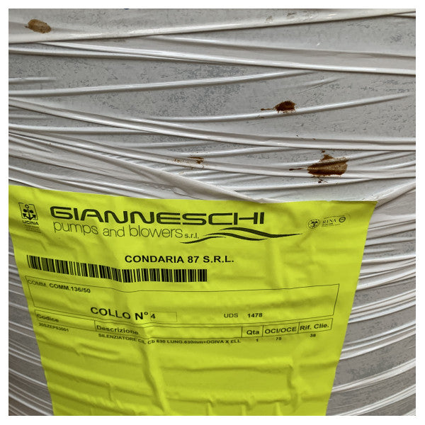 Marin rostfritt stålsilencer Gianneschi – Hållbar ljuddämpare för maritima ventilationssystem