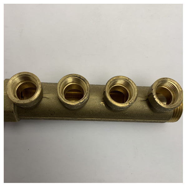 Marine Brass Fluid Distributor Collector with 1/2 Inch Threaded Ports -