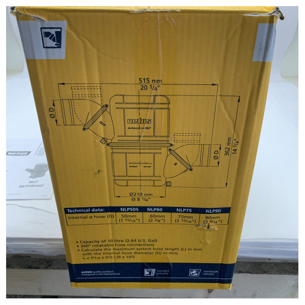 Vetus NLP90HD vattenlås för tung användning 90 mm