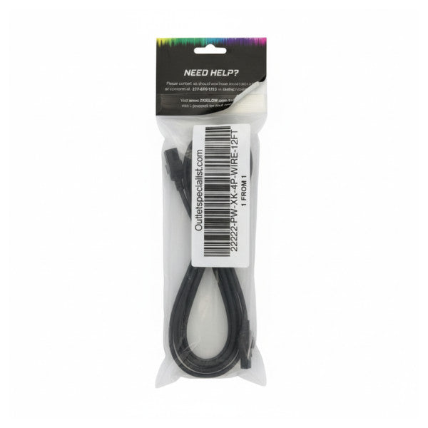 XKGLOW 4-Pin LED Extension Cable 12ft (3.6m) Marine - XK-4P-WIRE-12FT