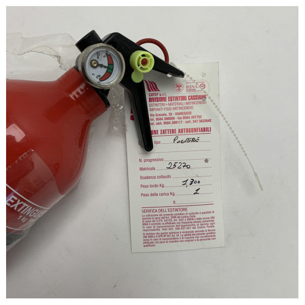 Denizde Kullanım için 1kg ABC Tozlu Yangın Söndürücü - Kompakt, Hafif ve Hava Koşullarına Dayanıklı