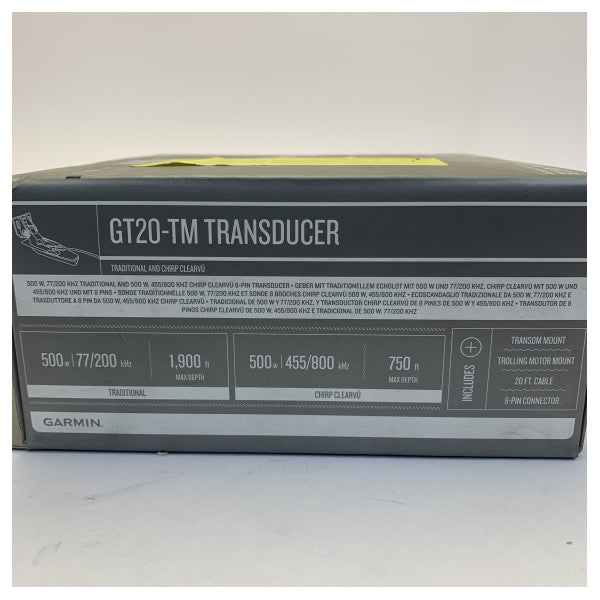 Garmin GT20-TM Transom Mount Transducer with DownVu and CHIRP
