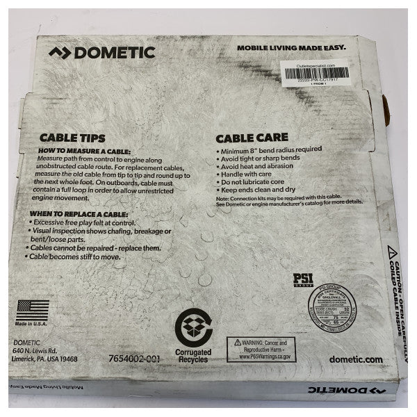 Dometic CC17917 Engine Control Cable 17 ft CM7