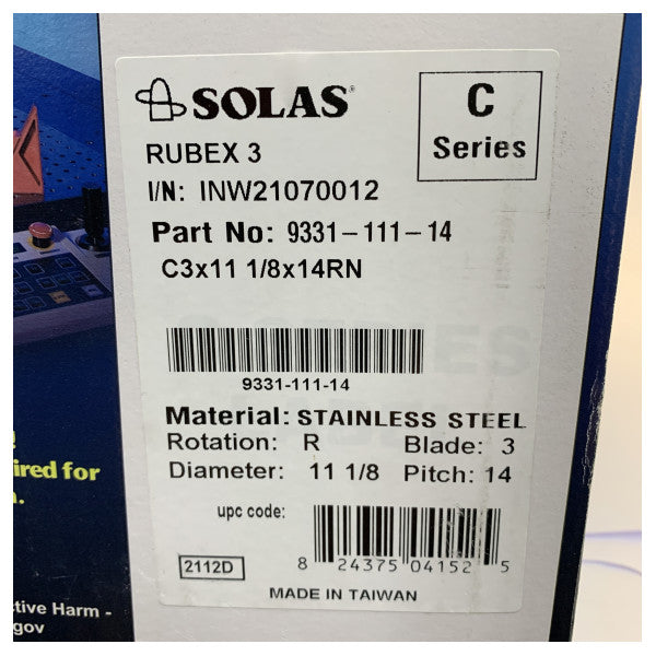 Rubes Solas Propeller 11.125 x 14 Sağ El Çevirme Paslanmaz Çelik