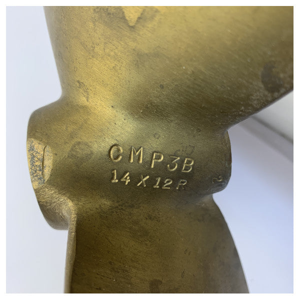 GEBRAUCHT Vetus P3B - 14X12R Propeller 3-Blatt Messing Rechtsdrehend 25 mm